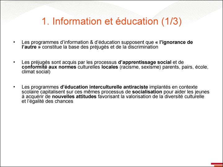 Information et éducation - 1