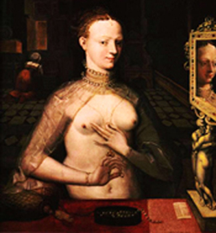 Diane devant un collier de perles offert par Henri II