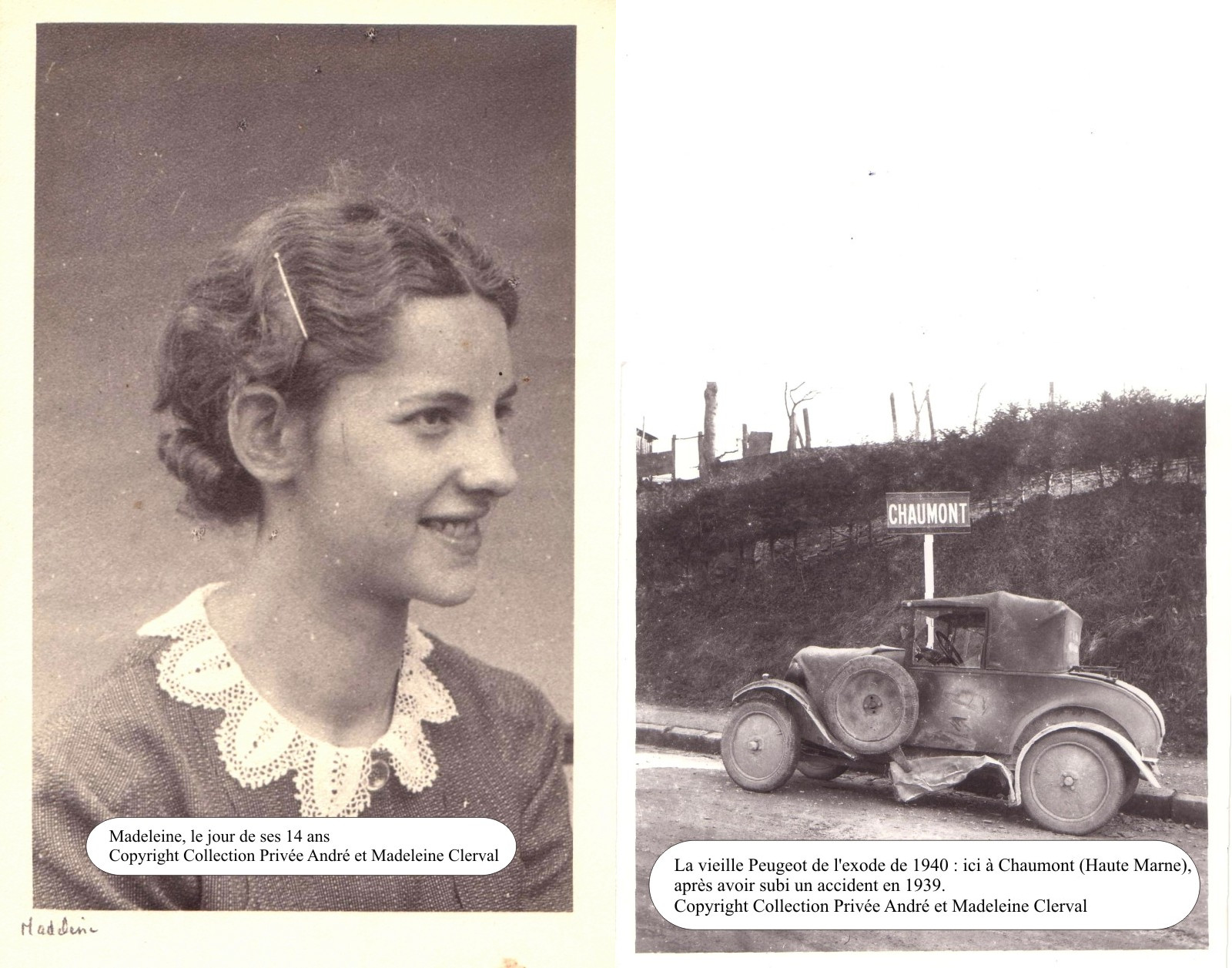Madeleine le jour de ses 14 ans / La vieille Peugeot de l'exode