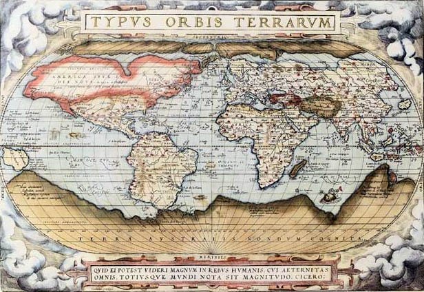 Carte du Monde d'Ortelius, 1570. Wikimedia Commons