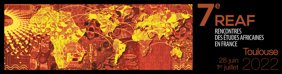 bandeau des reaf 2022 avec carte de l'afrique et du monde et mouvements orangés