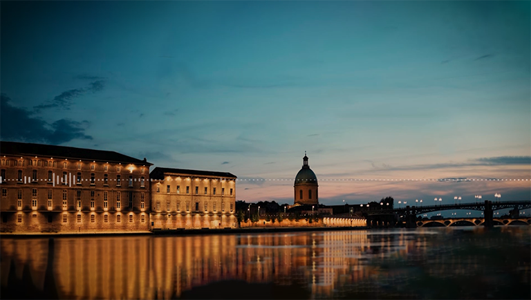 Vue de la rive gauche de Toulouse depuis les bords de Garonne