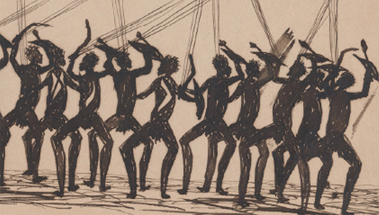 Dessin représentant une armée primitive