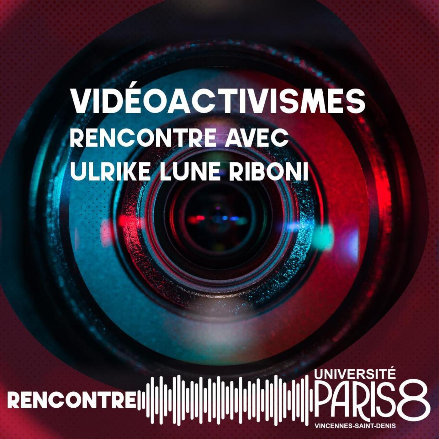 Logo podcast Videoactivismes avec un objectif de caméra