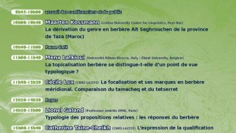 Affiche journée d'étude : Le berbère dans une perspective typologique