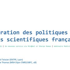 Vignette de la session 6 du cycle de webinaire 2021 du réseau Médici consacrée à la présentation du service de déclaration des politiques de dépôt en archives ouvertes du réseau Mir@bel.