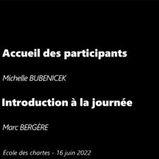 Accueil des participants par Michelle Bubenicek et introduction à la journée par Marc Bergère