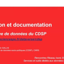 Diffusion et documentation de données du CDSP 