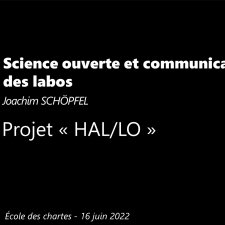Projet "HAL/LO":  Joachim SCHÖPFEL, Université de Lille (GERiiCO)