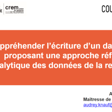 Vignette webinaire : Appréhender l’écriture d’un Data Paper proposant une approche réflexive et analytique des données de la recherche en SHS, d'Audrey Knauf, de l'Université de Lorraine, lors du GTSO Donnée du consortium couperin