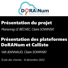 Introduction et présentation de la restitution du projet DoRANum disciplinaire