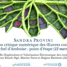 « L’édition critique numérique des Œuvres complètes de Michel d’Amboise : point d’étape » (mars 2021), Sandra PROVINI