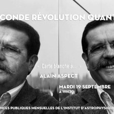 Affiche de la conférence d'Alain Aspect.