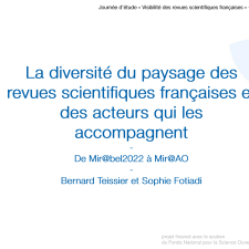 La diversité du paysage des revues scientifiques françaises et des acteurs qui les accompagnent