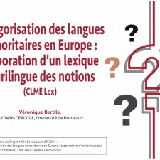 Catégorisation des langues minoritaires en Europe : élaboration d’un lexique plurilingue des notions – CLME Lex