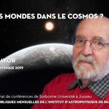 Visuel pour l'annonce de la conférence de Michel Mayor : « D'autres mondes dans le cosmos ? ».