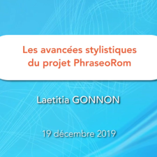 Les avancées stylistiques du projet PhraseoRom