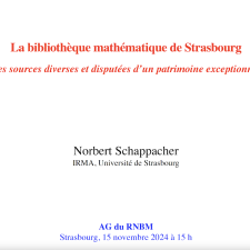 La bibliothèque de Mathématique de Strasbourg