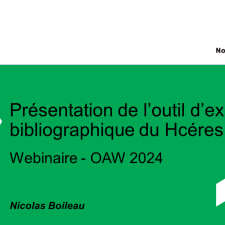 Vignette de présentation d'un webinaire sur l'outil d'export bibliographique du Hcéres