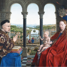 Tableau de Jan van Eyck, La Vierge du chancelier Rolin (détail), vers 1430, huile sur chêne, 71 x 65 cm. © RMN-Grand Palais (musée du Louvre) / Michel Urtado