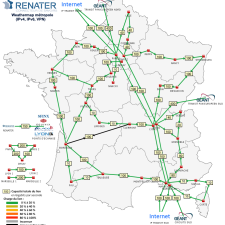Weathermap du backbone RENATER en france métropolitaine