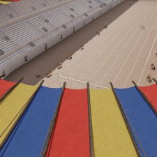 Vue aérienne virtuelle du stade avec ses vélum déployés