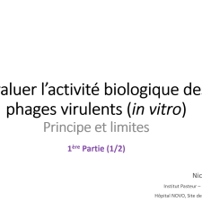 Evaluer l’activité biologique des phages virulents (in vitro), partie 1/2
