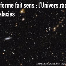 Visuel pour l'annonce de la conférence de Clotilde Laigle : « Quand la forme fait sens : l'Univers se raconte par les galaxies ».