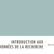 Introduction aux données de la recherche
