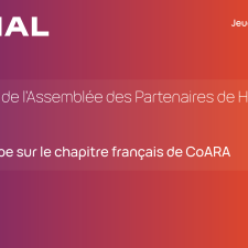 5e Session de l'Assemblée des Partenaires de HAL. Keynote : point d'étape sur le chapitre français de CoARA, présenté par Fabien Borget le jeudi 13 novembre 2025. Logo de HAL en haut à gauche.