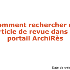 Comment trouver un article de revue dans le portail Archirès