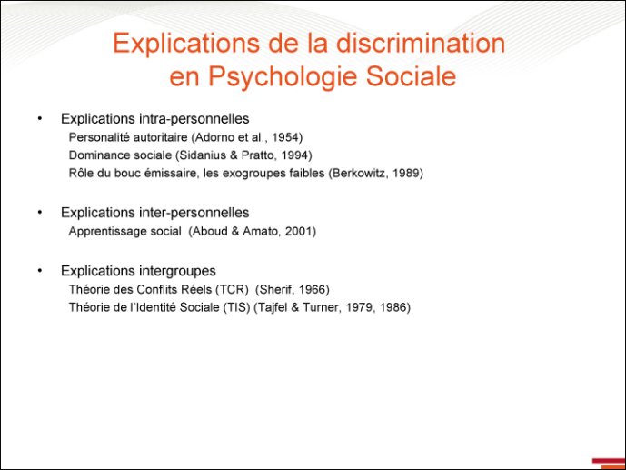 Explication de la discrimination en Psychologie sociale