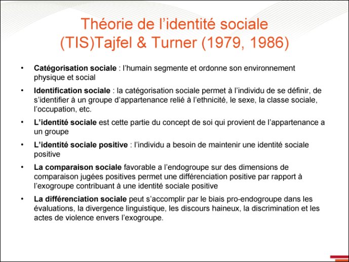 Théorie de l'identité sociale (TIS) - 1