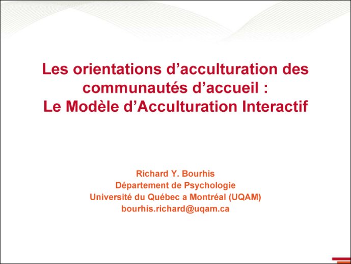 Les orientations d'acculturation des communautés d'accueil