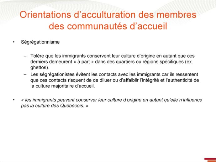 Communauté d'accueil et ségrégationnisme