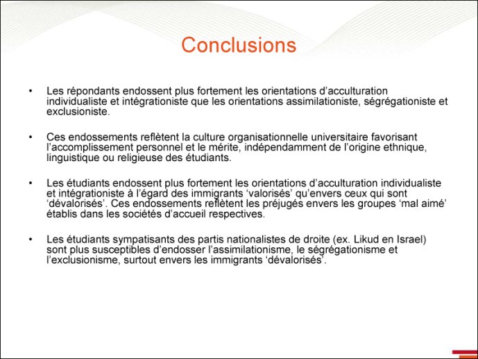 Conclusions de l'exposé - 1