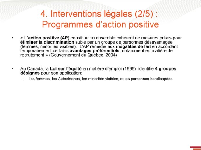 Intervention légale - 2 - Programmes d'action positive