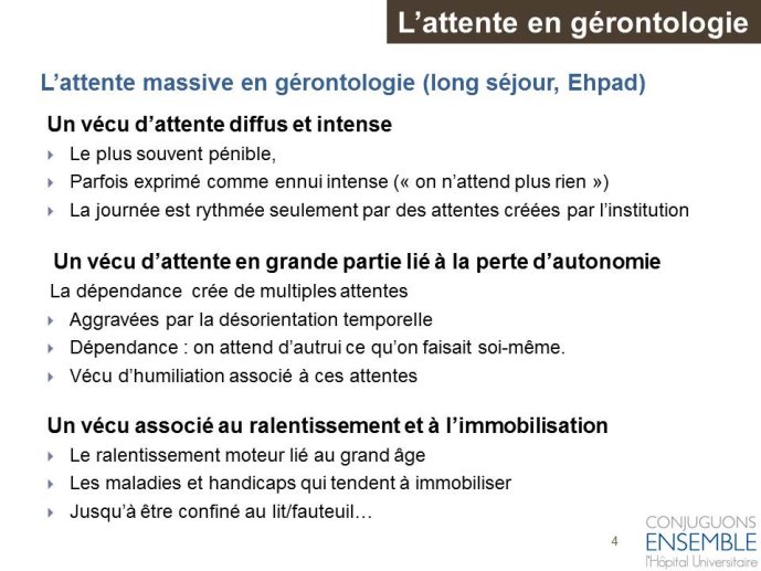L'attente massive en gérontologie