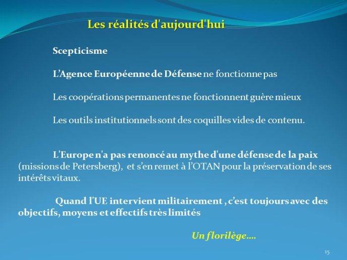 les réalités d'aujourd'hui