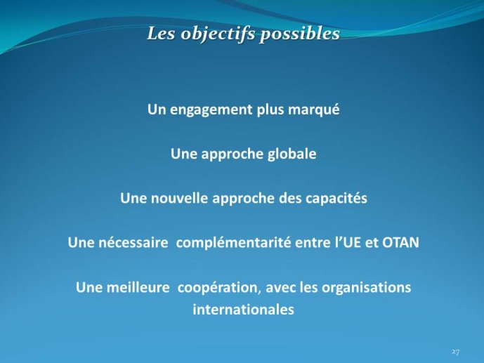 Objectifs possibles