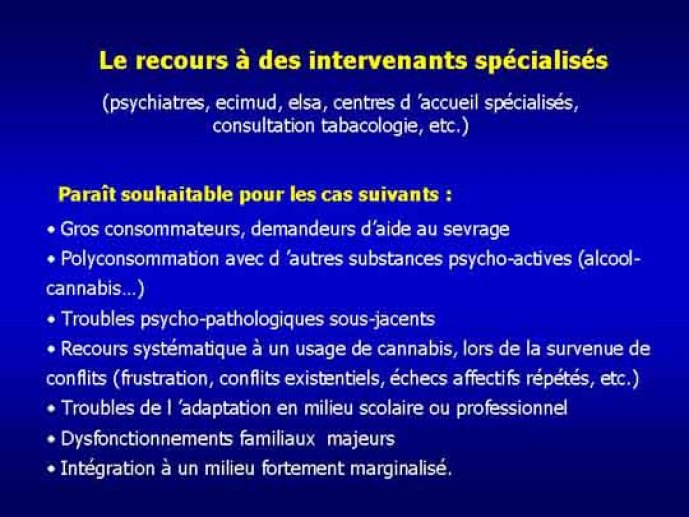 Recours à des intervenants spécialisés
