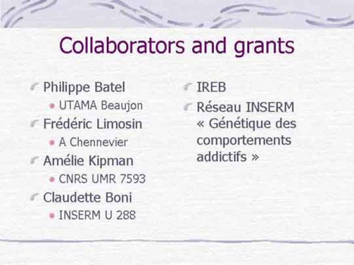 Collaborateurs et grants