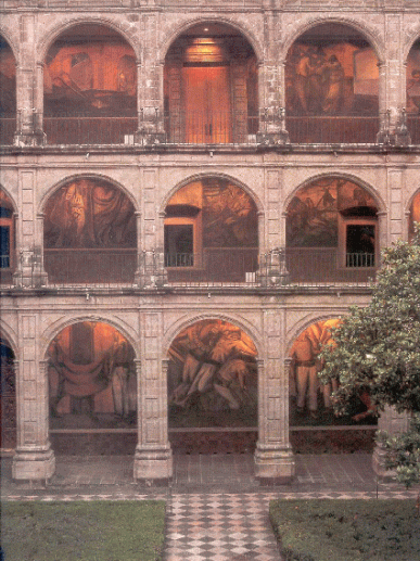 Mexico : Collège San Ildefonso. peintures de Orozco (murales)