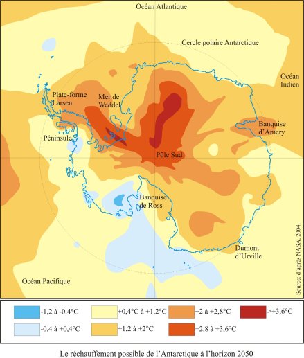 Le réchauffement possible de l'Antarctique à l'horizon 2050