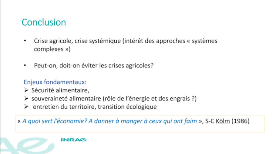 "Qu'est-ce qu'une crise agricole ?", Annick Vignes, INRAE, diapo 18