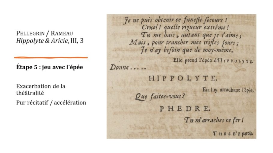 Diapo 14 Étape 5 : jeu avec l’épée  Exacerbation de la théâtralité  Pur récitatif / accélération