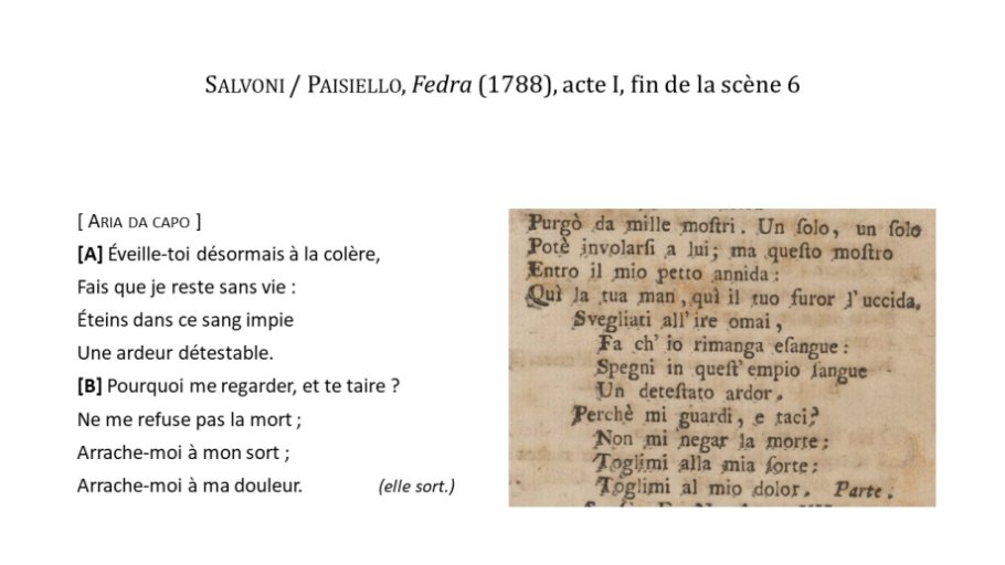 Diapo 5 Salvoni / Paisiello, Fedra (1788), acte I, fin de la scène 6