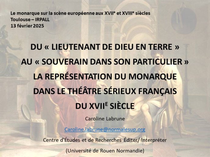 Diapo 1 Du « lieutenant de Dieu en terre » au souverain