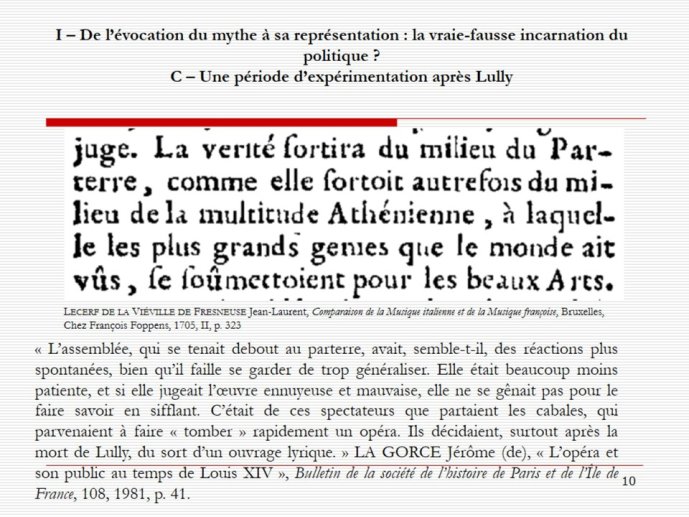 Diapo 10 Lecerf de la Viéville de Fresneuse Jean-Laurent, Comparaison de la Musique italienne et de la Musique françoise, Bruxelles, Chez François Foppens, 1705, II, p. 323 