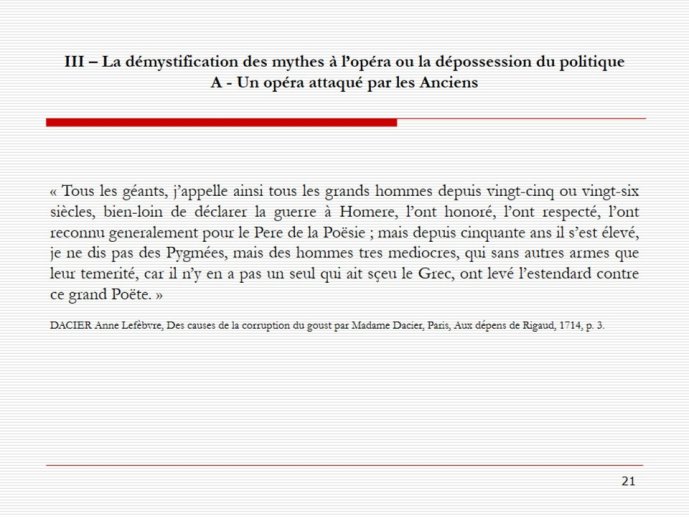 Diapo 21 DACIER Anne Lefèbvre, Des causes de la corruption du goust par Madame Dacier, Paris, Aux dépens de Rigaud, 1714, p. 3.
